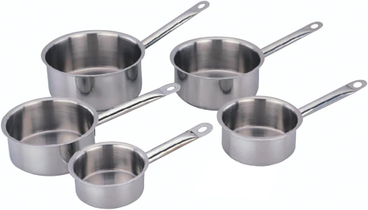 Baumalu - 5-teiliges Set Profi-Kochtöpfe - Hochwertiger Edelstahl - Ausgussrand - Für alle Herdarten, einschließlich Induktion - Dreifachboden - Ø12 bis 20 cm | Alle Herdarten inkl. Induktion, Dreifachboden, Ausgussrand, ergonomische Griffe, gleichmäßige