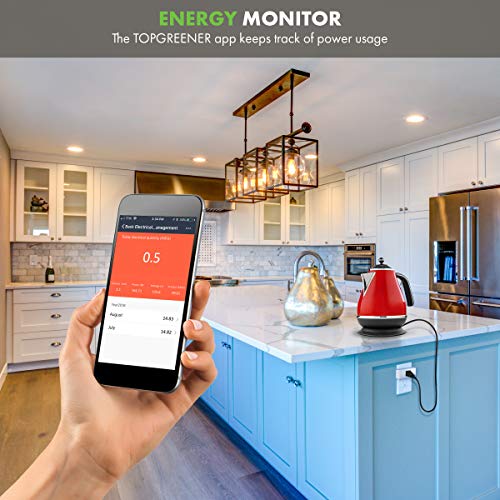 Topgreener Smart Mini Wi-Fi Plug With Energy Monitoring, Mini Smart Outlet, Control Lights And Appliances From Anywhere, No Hub Required, Works With Alexa And Google Assistant, Tgwf115Pqm, 4-Pack #TOP3
