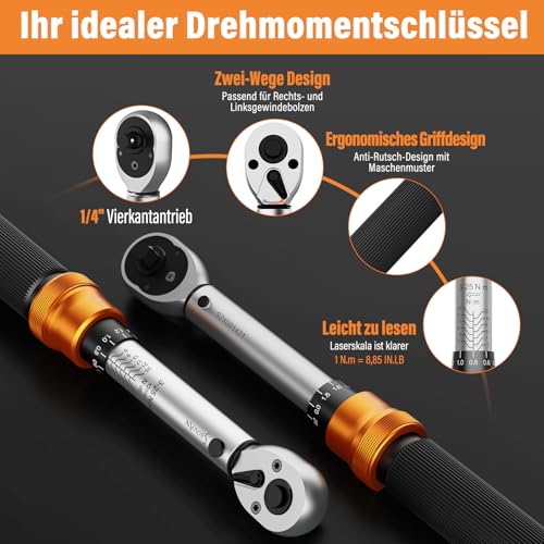 Image of ss shovan Torque Wrench 72 Teeth Ratchet Torque Wrench Set Torque Spanner (1-25 Nm, 1 /4 inch)