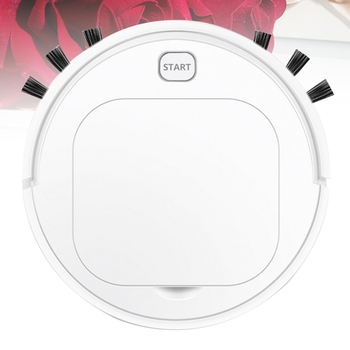 Happyyami Robot Aspirapolvere Automatico Intelligente 3,7v 1200mah Capacità 150ml Basso Rumore per Pulizia Mobili e Letti in Plastica Bianco