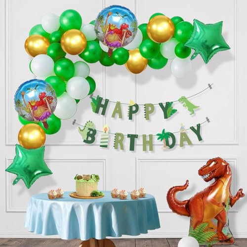Image of Party Propz Dinosaur Theme Birthday Decorations - 41Pcs Dinosaur Birthday Banner Decoration Kit with Balloons for Kids(Cardstock, Latex)