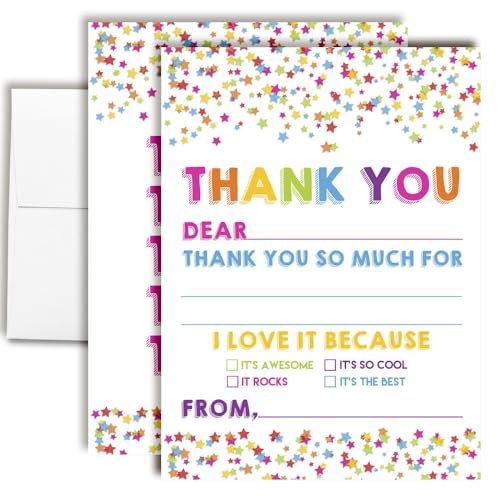 Cartes de remerciement enfants pour écrire facilement un mot après la fête