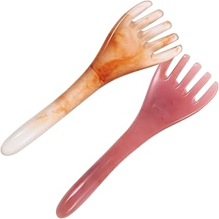 FRCOLOR 2Pcs Massage Comb Resin Guasha Scalp Comb Hair Comb Facial Scraping Tool Handheld Head Massager Scraper Gua Sha Meridians Comb for Head Relaxation Face Caring
