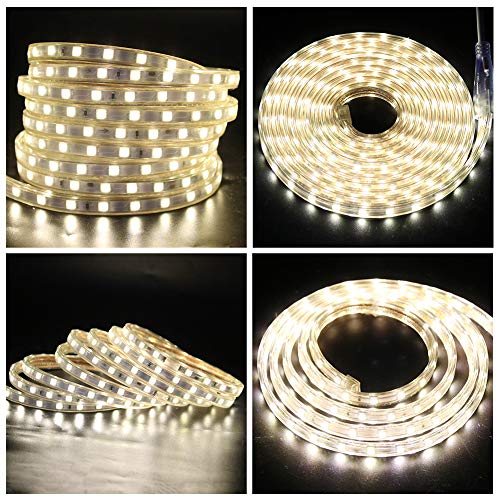 GQL 4m Dimmable LED Strip Mains Powered, Warm White SMD 5050 60leds/m IP65 Waterproof Commercial Rope Light with UK Plug - Image 2