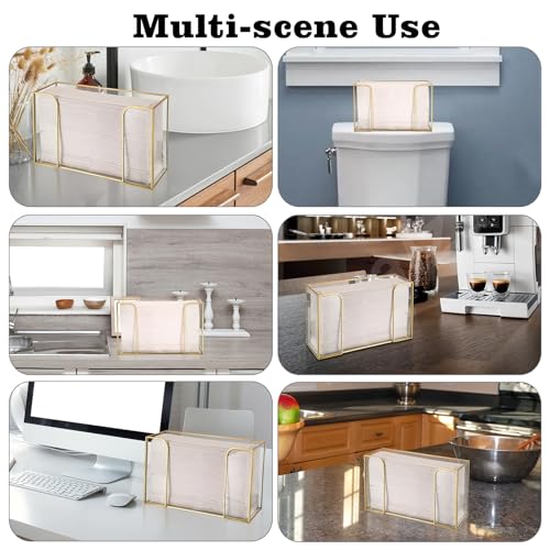 Sumnacon Countertop Bathroom Paper Towel Dispenser Glass Paper Towel Dispenser for Home Bathroom Kitchen Office Toilet Table,Gold Paper Towel Holder for Multifold C Fold Trifold Z Fold by Sumnacon - Image 7