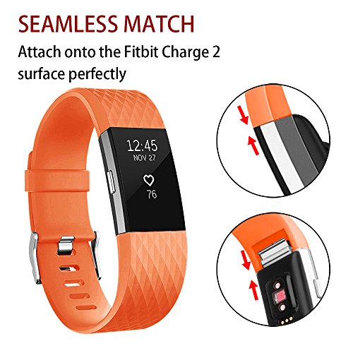 POY Replacement Bands Compatible for Fitbit Charge 2, Special Edition Adjustable Sport Wristbands, Large Orange