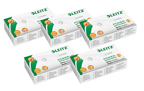 Leitz 55540000 grapas P3, 24/6 mm 5.000 Pack de ahorro (5 caja de 1000 unidades), color blanco