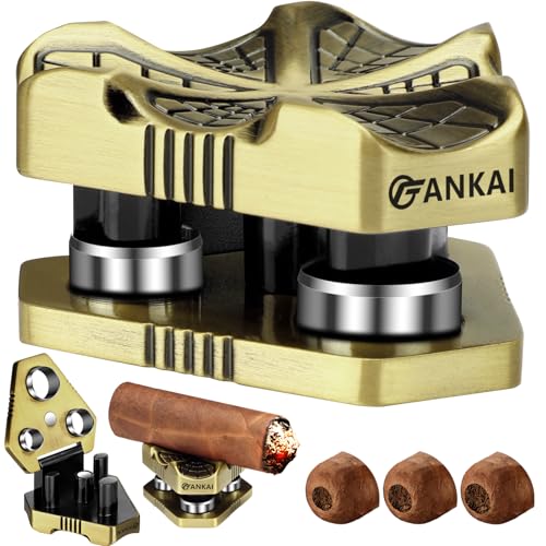 FANKAI Cigar Punch & Cigar Stand Foldable Triple-Punch Cutter Cigar Rest 3 Ring Guage Hole Opener Cigar Holder Multifunctional Cigar Accessories Tool