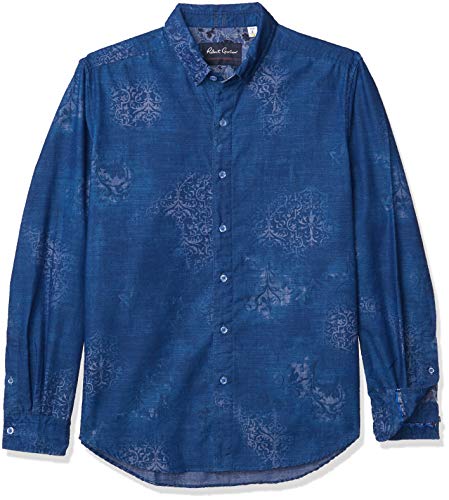 Robert Graham Men's L/S Woven Shirt, Blue, Small
