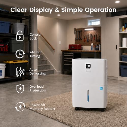 Image of 120 Pint Energy Star Dehumidifier for Basement with Drain Hose, 6500 Sq. Ft