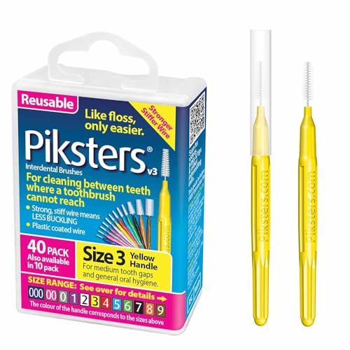 Pikster Interdental Brushes (40 Pack, Size 3 (Yellow))