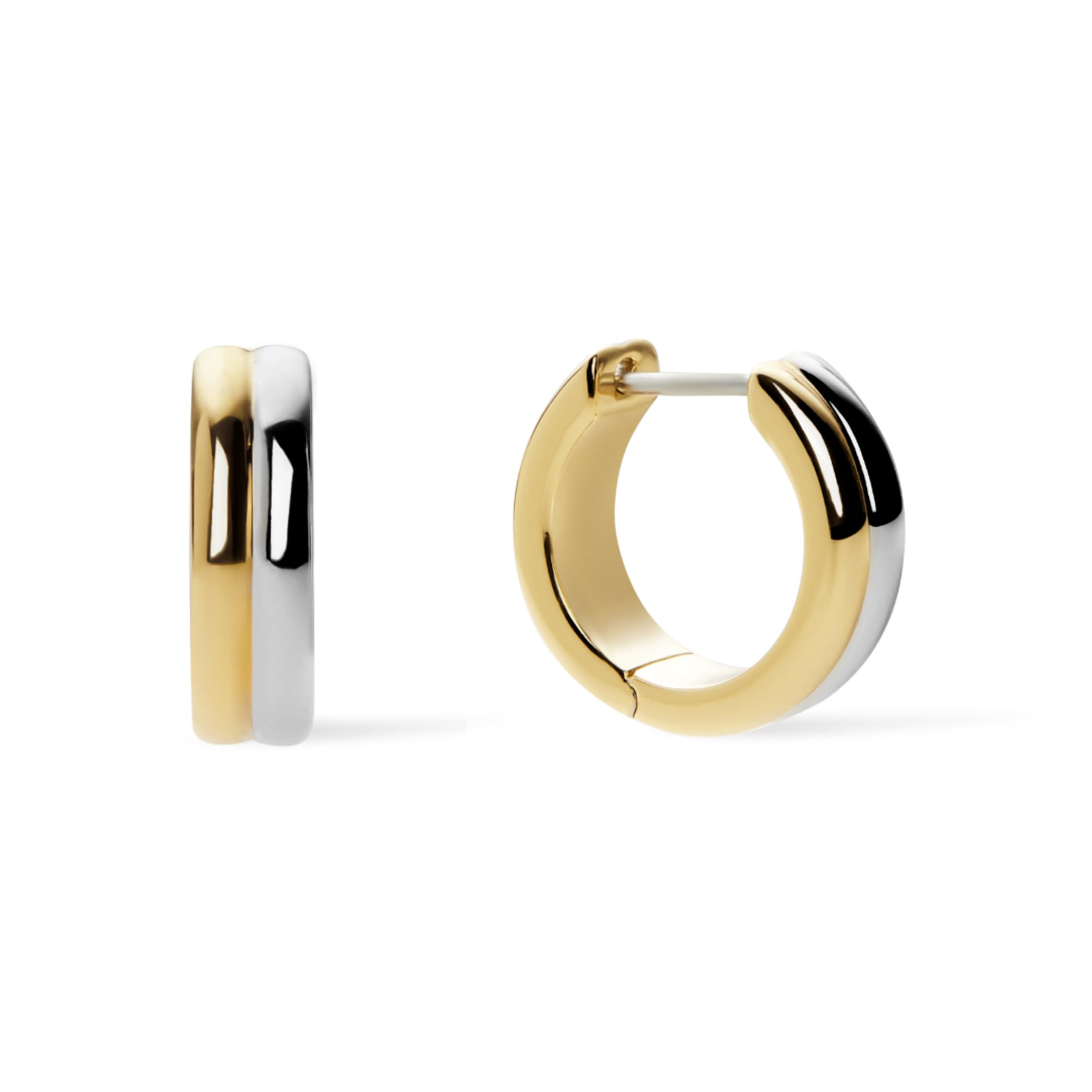 Ana LuisaAsher Two-Tone Hoop Earrings - 14K Gold Plated & Silver Rhodium Plated Huggie Hoops - Hypoallergenic Water-Resistant Tarnish-Free Earrings - Gold Hoop Earring - Mother’s Day Gifts for Mom