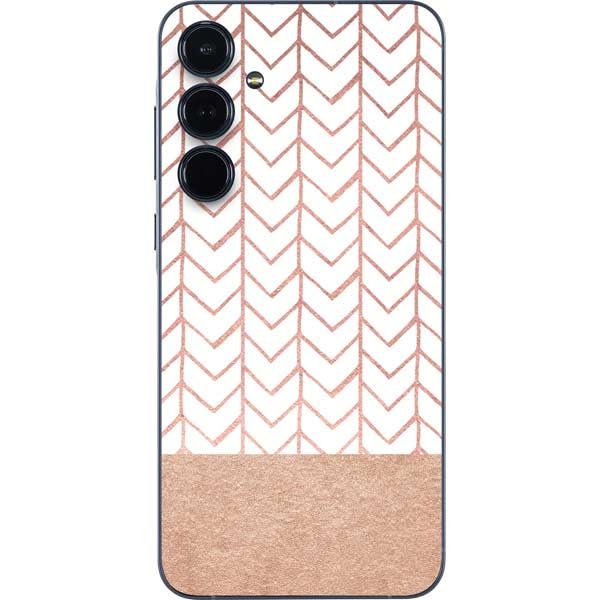 Skinit Decal Phone Skin Compatible with Galaxy A36 5G - Rose Gold Herringbone Design