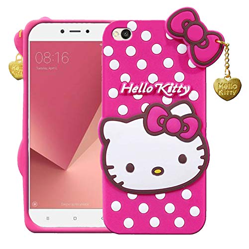 Image of Unirock Hello Kitty Back Case Cover for Redmi Y1 lite| 3D Cute Hello Kitty Case |Soft Silicone Rubber Back Cover with Pendant Kitty Cover for Redmi Y1 lite (Pink)