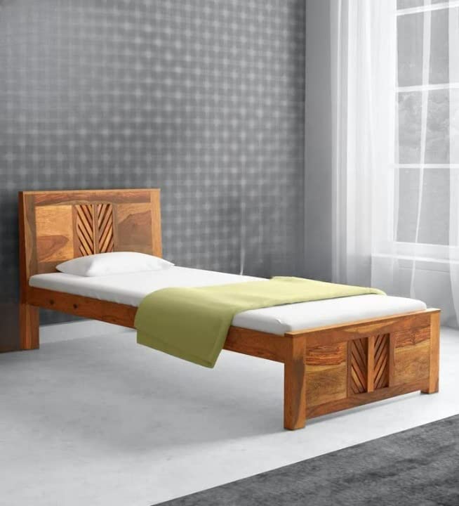 Image of Wudniture Solid Sheesham Wood Single Bed I Sheesham Wood Single Size Bed-Brown Finish