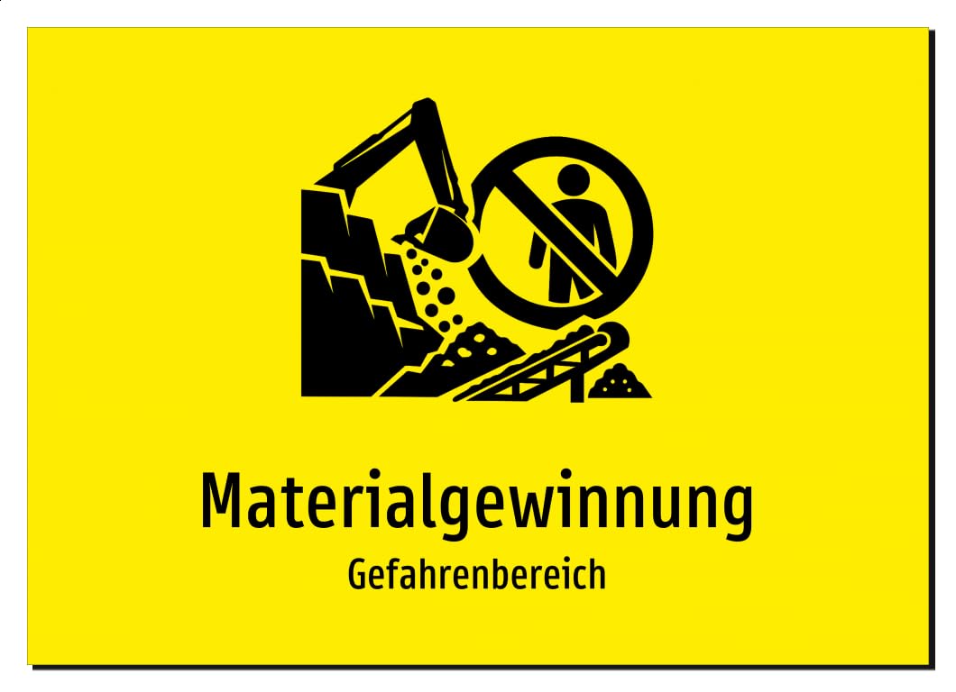 36630-DE-S-09 | Materialgewinnung - Gefahrenbereich | Aluminiumschild A2, 594 x 420mm | mit Symbolgrafik und Text