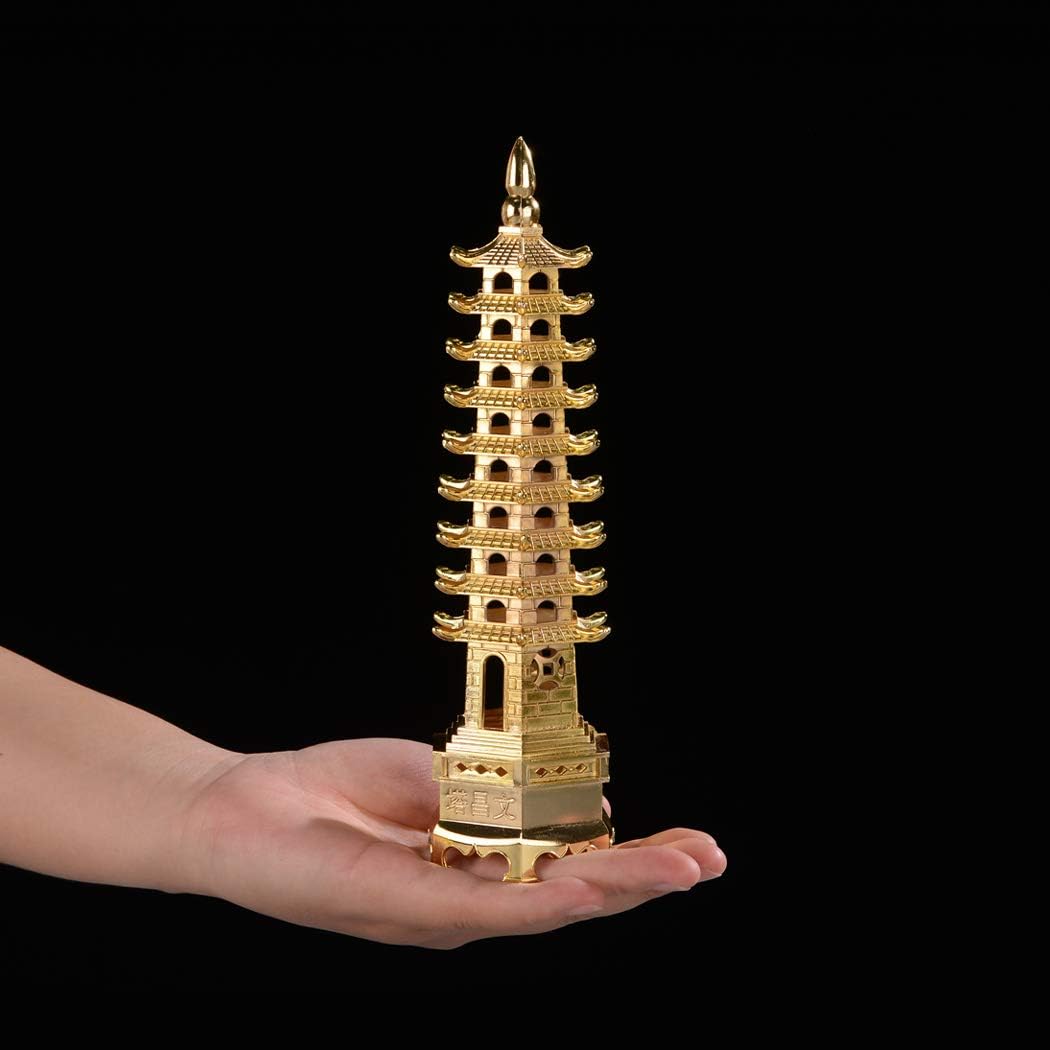 Brass Statu Alloy Fengshui 9 Level Pagoda Wenchang Tower Statue, 8.7in image 3