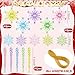 Simgoing 100 Pcs Christmas Colorful Snowflake Ornaments Icicle Pastel Christmas Ornaments Acrylic Colorful Snowflake Pendants for Tree New Year Party Decor