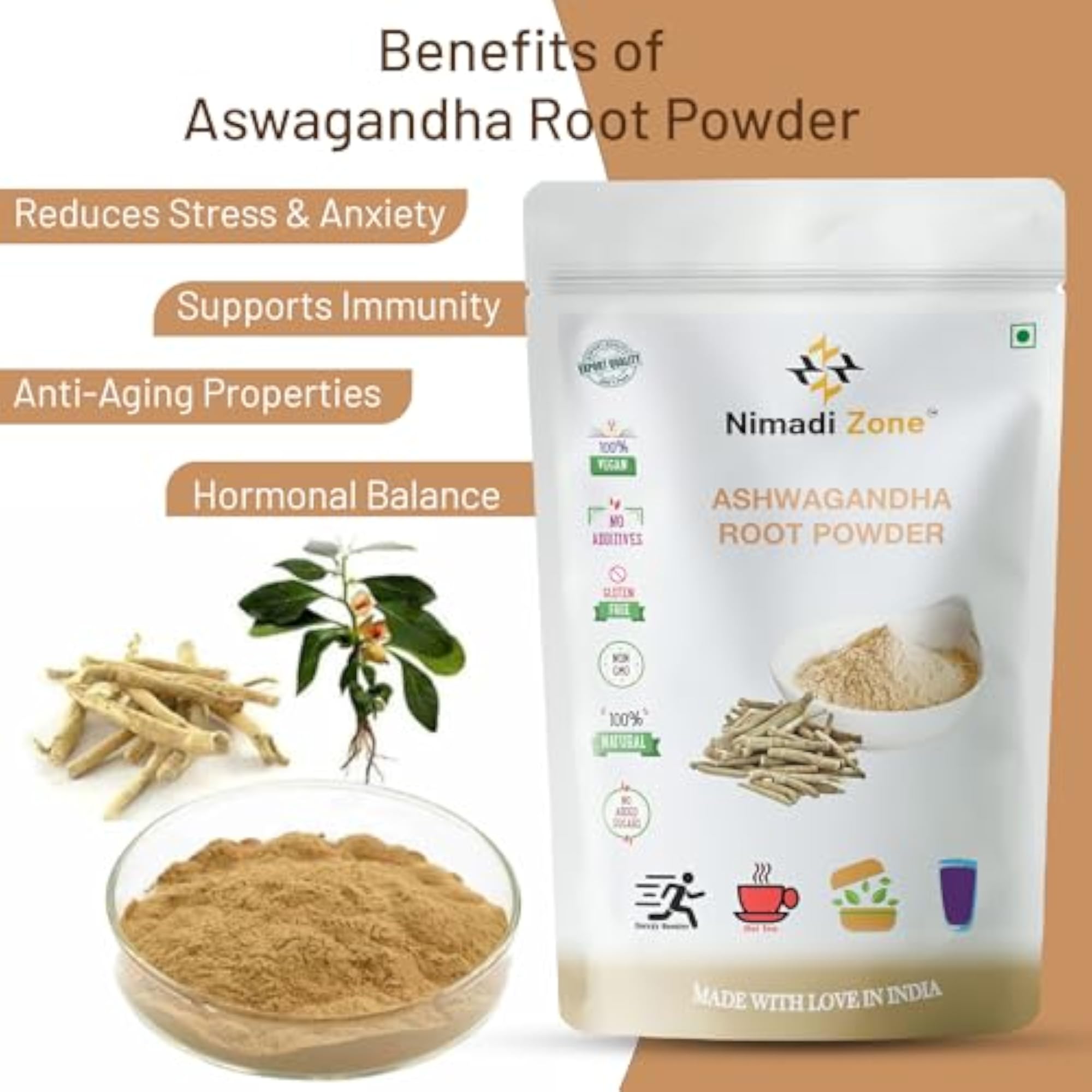 Nimadi Zone Ashwagandha Root Powder - 500 GM