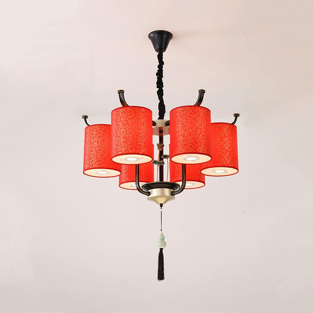Lustre chinois rouge pour table de fondue chinoise et grand hôtel