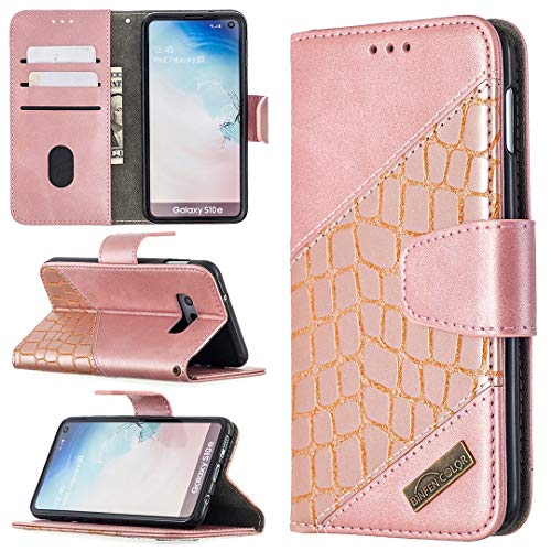 Étui portefeuille pour Samsung S10E en cuir PU rose avec porte-cartes