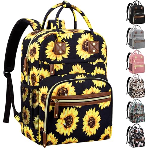 Image of Diaper Backpack Tote Large Capacity, Baby Bag with Insulated Pockets Multifunctional Diaper Bags For Baby Girl Boy Women Waterproof Bags Mama Maternity Bag Sunflower