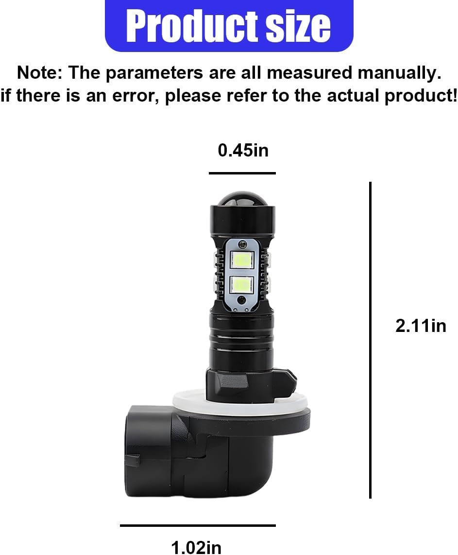 YoRise 2PCS Bright 881 LED Fog Light Bulbs, 50W 6000K Xenon Ice Blue Headlight Bulbs, High-Power 881, 889, 862, 886, 894, 896, 898 LED DRL Daytime Running Lights Replacement for Car(Blue)