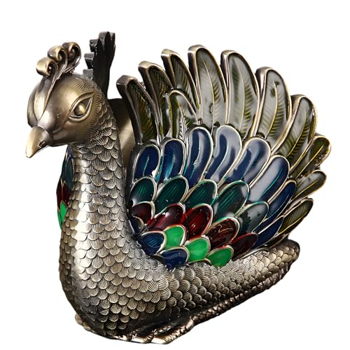 Cendrier antique en métal paon avec couvercle coupe-vent pour salon - 6