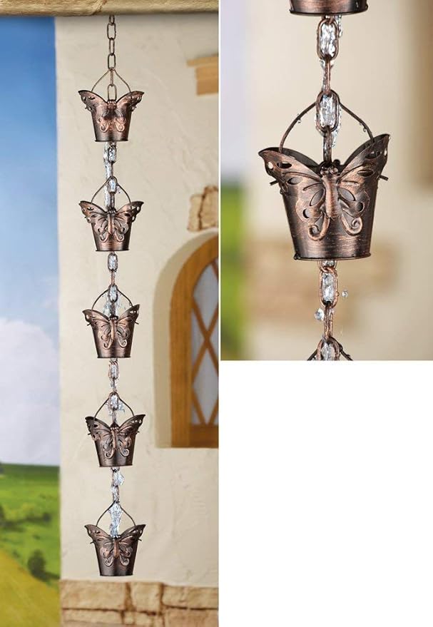 Decorative Butterfly Iron Rain Chain Patio, Lawn & Garden