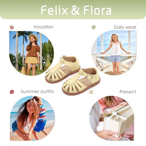 Image of Felix & Flora Toddler Girls Sandals Soft Rubber Princess Flat Shoes Flower Girl Shoes