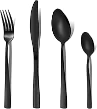 Otto Koning 32-Piece Cutlery Set – Black Stainless Steel Cutlery for 8 People, Fork Set Spoons and Knives, Modern Design, High Resistance, Elegant and Easy to Clean, Apto Dishwasher