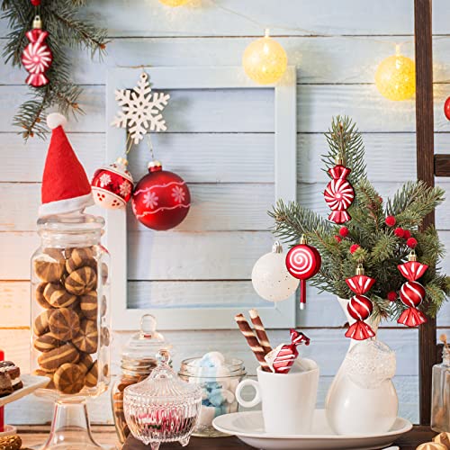 Canne Bonbon Blanc Rouge Vif : Kit de 24 Décorations Festives Légères