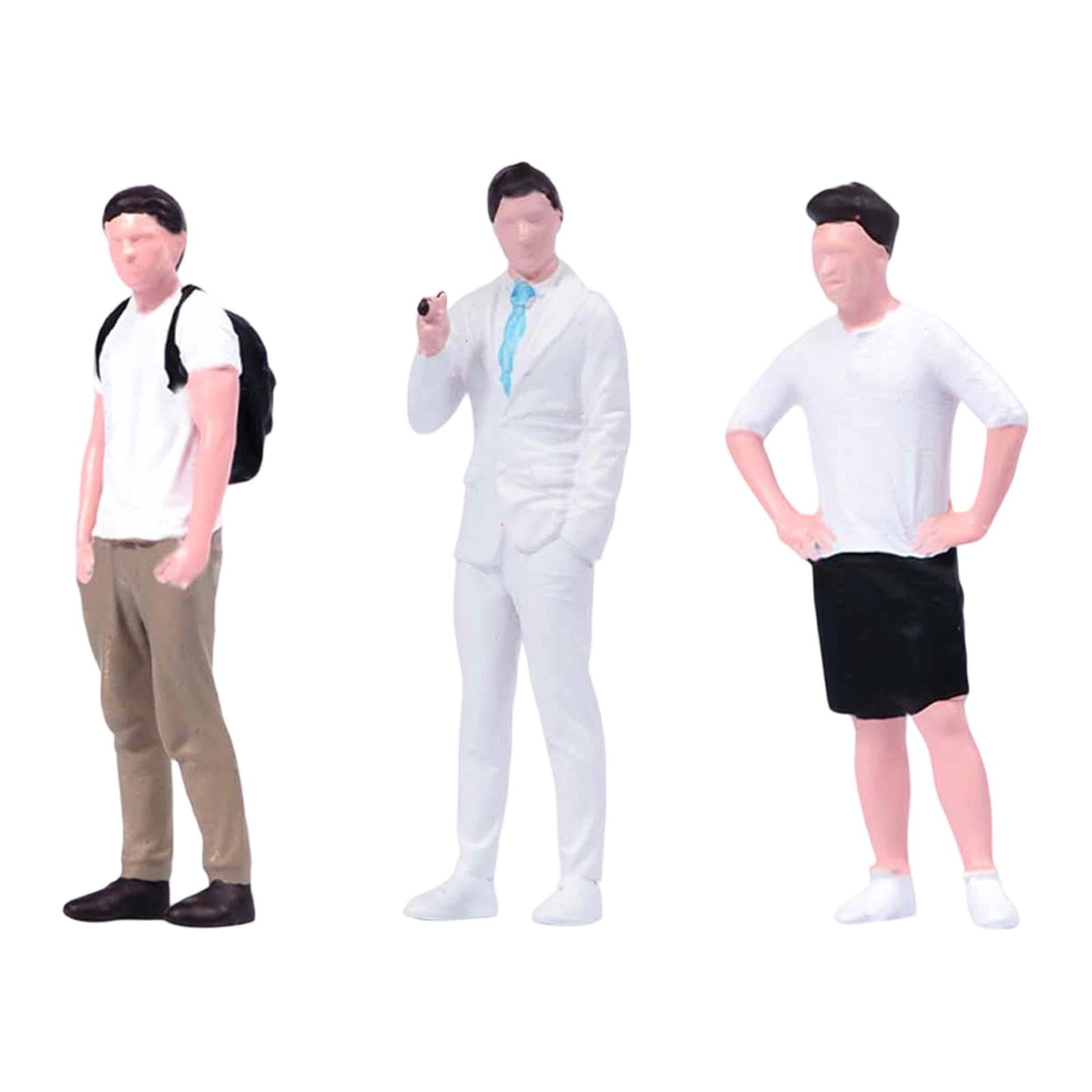 Harilla 1:64 Scale Miniature Male Figure Realistic Mini Collection Tiny People Figure Painted for Diorama Layout Ornament Decoration, 3pcs