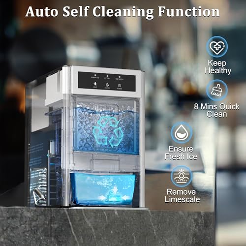 SRGAFIX Nugget Ice Maker, 44Lbs/24H Countertop Ice Makers, Self-Cleaning Ice Machine with 4.4 Lbs Basket, Auto Water Refill, Chewable Pebble Ice Maker for Home Kitchen Party by SRGAFIX - Image 2