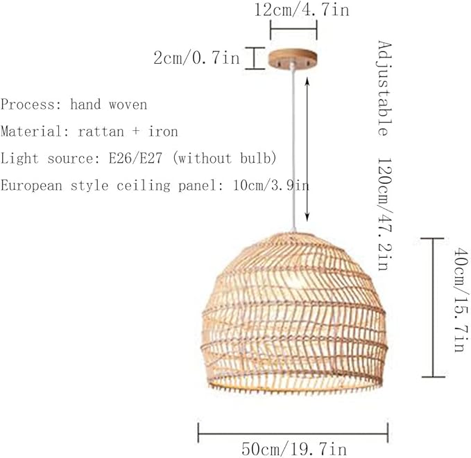 CSSYKV Landelijke Kroonluchter In Japanse Stijl Natuurlijke Bamboe Geweven Lamp Handgeweven Rotan Lantaarn Hanglamp Geweven Plafond Hangende Rieten Lamp Voor Keuken Boerderij Beige Afwerking photo 3