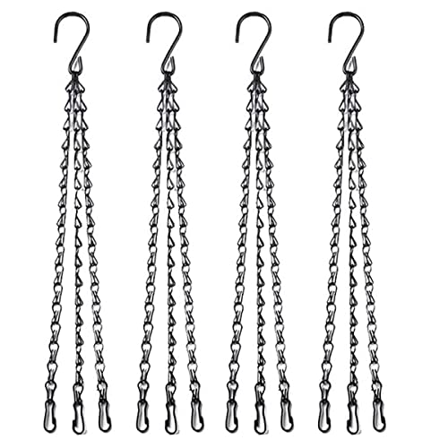 HH-LIFE 4pcs Black Heavy Duty Hanging Basket Chains 3 Point 14 (36cm) Metal Replacement Chain For Hanging Basket Bird Feeder Flower pots and Ornaments