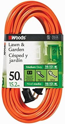 Woods Outdoor 50 ft. L Orange Extension Cord 16/2
