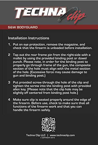 Techna Clip – Smith And Wesson Bodyguard .380 - Conceal Carry Belt Clip (Right-Side) #TOP2