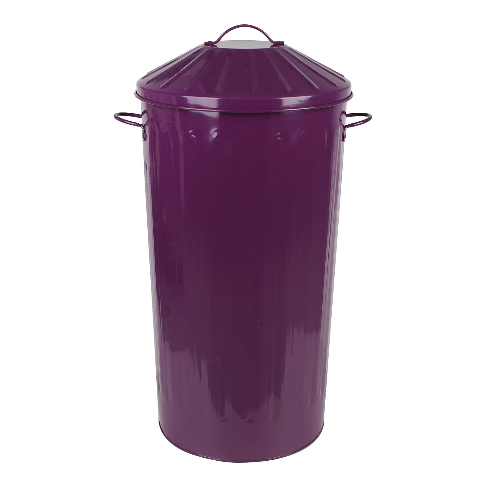 46 Litre Vintage Style Metal Tapered Dustbin & Lid - Purple - 70cm (H) x 33cm (Dia)