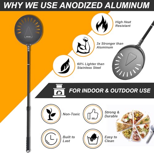 VIKCOLEE Turning Pizza Peel, 9 Inch with 38 Inch Handle Round Pizza Turning Peel, Professional Anodized Aluminum Turning Pizza Spatula, 47 Inch overall by VIKCOLEE - Image 7