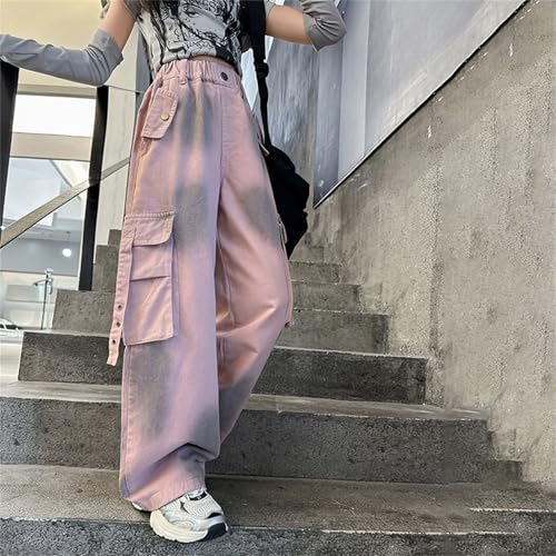 Girls Cargo Pants Wide Leg Cargo Sweatpants High Waist Kids Joggers with Pockets Parachute Pants Uniform Pants3