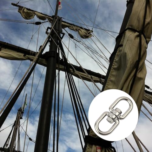 M6 Swivel Keychain Connectors Stainless Steel Swivel Ring, 2 Stück Doppelende drehbare Haken, drehbarer Schäkel Stahl Doppelende Haken Form von 8 rotierenden Ring Öse Verbinder