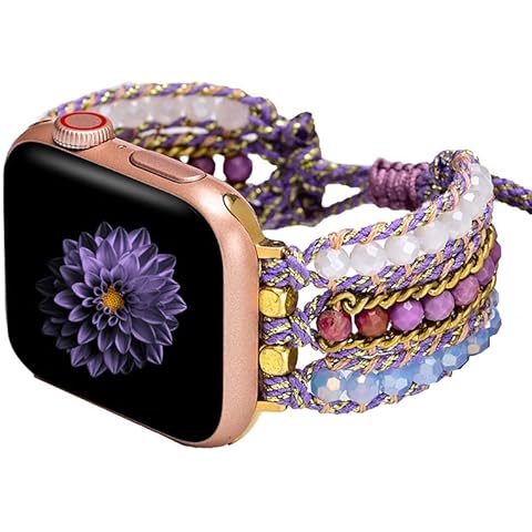 Handmade Boho Beaded Watch Band Strap Band,Compatible for Apple Watch Bracelets for Women, Strap for Iwatch Series 7/6/5/4/3/2/1/SE, 38mm/40mm/41mm42mm/44mm/45mm Cover