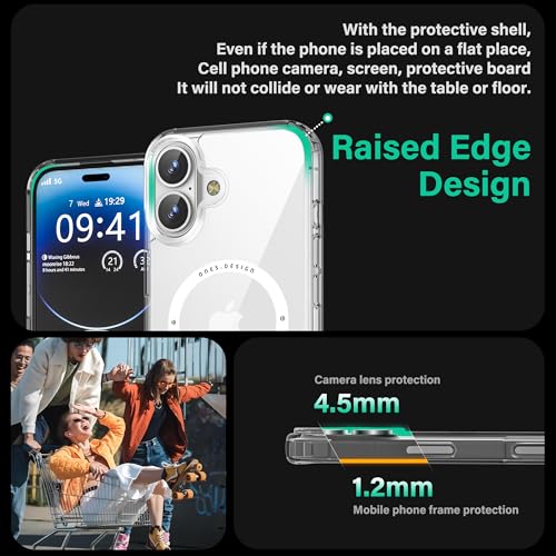Image of ONES for iPhone 16 Case Clear Magnetic Phone Case, Compatible with MagSafe【Military Grade Protection Shockproof Airbag】【Scratch-Resistant & Anti-Yellow 】 Thin, Transparent Silicone Cover