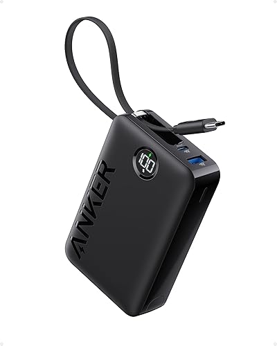 Miniatura 1 de Anker Paquete de batería de batería de 20,000 mAh, 22,5 W, cargador portátil de carga de alta velocidad con cable USB C integrado, 1 USB-C, 1 USB-A,