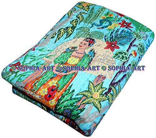 Sophia-Art Ropa de Cama Farida Khalo Impreso Funda étnica Colcha Manta Hermosa...