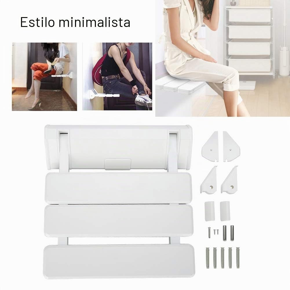 Asiento de ducha plegable, silla de ducha plegable de pared, silla de cambio de salón, con 130 kg, se puede utilizar para el hogar, el hospital, el baño de pokey, el spa o la sauna