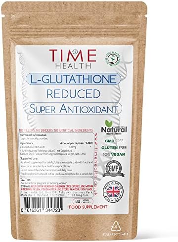 Glutathione Reduced - 320mg - UK Made - Zero Additives - Vegan - Pullulan (60 Capsule Pouch)