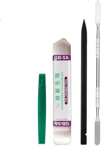 Set of 4 Professional Spudger Repair Tool Kit Double-Sided Metal Spudger Flat Spudger & Nylon Pryer for PSP Smartphone Tablet Notebook