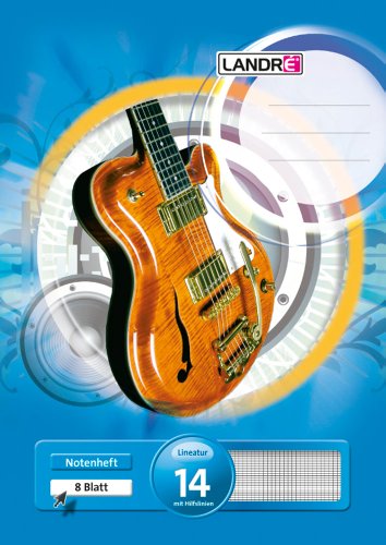 Preisvergleich Produktbild Landre Notenheft A4, Lineatur 14, 8 Blatt, blau, 25er Pack